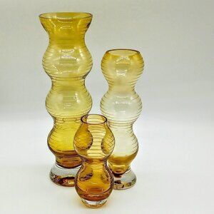 Studio Nova Amber Ribbon Bubble Glass Vase Collection NWT